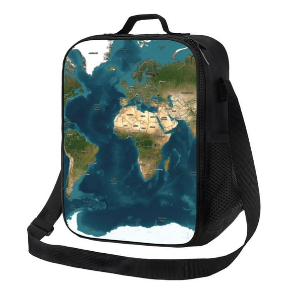 Naloa World Map Lunch box Lunch bag for men women Large capacity Lunchbox Insulated Lunch bag Lunch box cooler