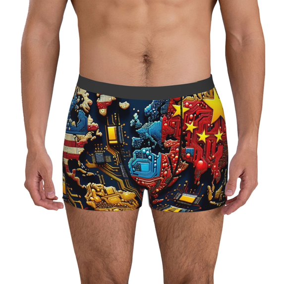 Naloa World Map Of Digital Circuits Mens Underwear - Boxers for Men, Mens Boxer Briefs, Classic Briefs for Men-Small