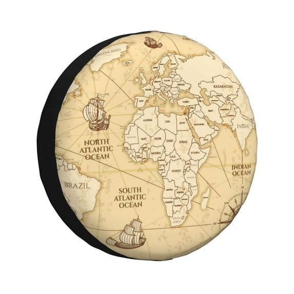 Naloa World Map PVC Leather Spare Tire Wheel Cover for Car Truck SUV Camper Trailer Universal Fit many size17 inch
