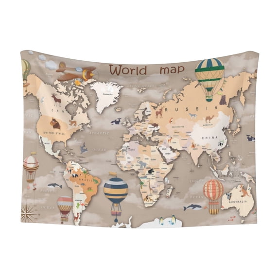 Naloa World Map With Animals Dog Blanket, 3 Sizes Cat Blanket for Indoor Cats Large Medium Small Dog Gifts-Medium