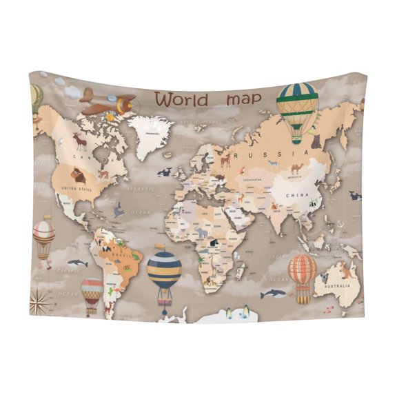 Naloa World Map With Animals Dog Blanket, 3 Sizes Cat Blanket for Indoor Cats Large Medium Small Dog Gifts-Small