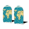 Naloa World Map With Landmarks Wood NonSkid Bookend for Shelves,Book