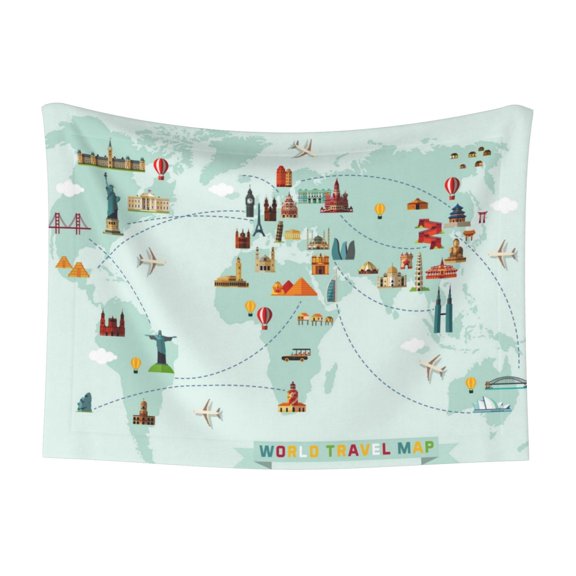 Naloa World Travel Map Dog Blanket, 3 Sizes Cat Blanket for Indoor Cats Large Medium Small Dog Gifts-Small