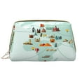 thumbnail image 1 of Naloa World Travel Map Leather Makeup Bag for Purse Travel, Portable Small Cosmetic Organizer for Women and Girls, Make up Bag with Zipper, 1 of 8