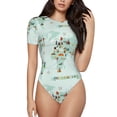 thumbnail image 1 of Naloa World Travel Map Women's Short-Sleeved Onesie, One-Piece Swimsuit for Parties, dates, clubs - Medium, 1 of 9