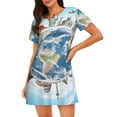 thumbnail image 1 of Naloa World Travel Print Women Nightgowns,Womens Loungewear,Short Sleeve Sleepwear,Comfy Ladies Nightdress, 1 of 6