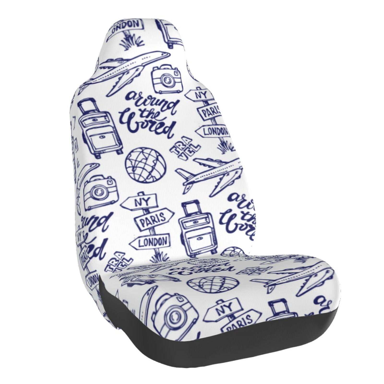 Naloa World Travel2 Car Seat Covers Universal Front Seat Coves for Car Accessories ,Padded Car Covers for Automotive, SUV, Truck, and Van