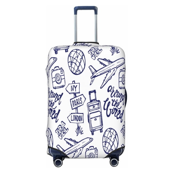 Naloa World Travel2 Elastic Suitcase Protector, Travel Suitcase Protector Cover Fits 18-32in Suitcase - X-Large