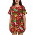 thumbnail image 1 of Naloa X-mas and New Year Women's Short-Sleeved Pajama Set, Loungewear, Summer pajamas, Breathable Cozy - Small, 1 of 9