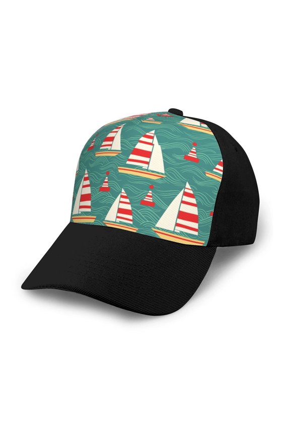 Yachts And Buoys Adult adjustable Print Baseball Hat, Patchwork curved brim baseball capfor Men and Women, One Size