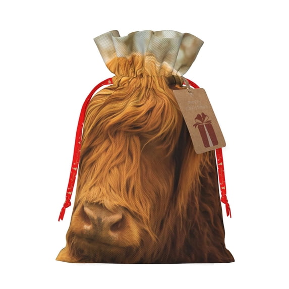 Naloa Yak Drawstring Christmas Bags, 3D Xmas Gift Bags, Christmas Wrapping Bags, Xmas Goodie Bags, Treat Pouch Bags, Party Favor Bags-Medium