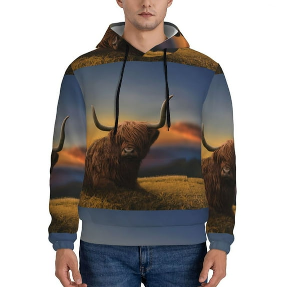 Naloa Yak Men's Casual Hooded Collar Drawstring Hoodies Pullover Sweatshirts Casual Long Sleeve Shirts-4X-Large