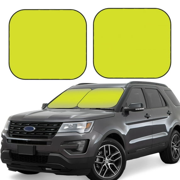 Naloa Yellow 2 Piece Foldable Car Sun Shades, Car Windshield Sunshade, Front Window Sunshade for Car, Truck, SUV - Medium
