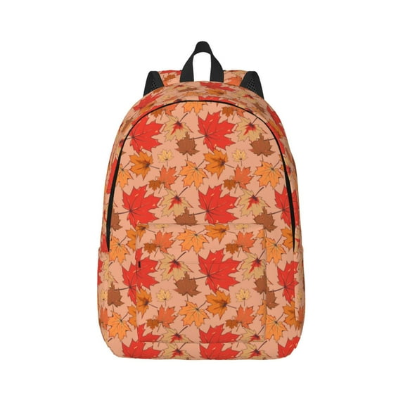 Naloa Yellow And Red Maple Leaves Canvas Backpack for Men Women Rucksack Casual Travel Daypack College Tote Satchel Bookbag for Teens-Small