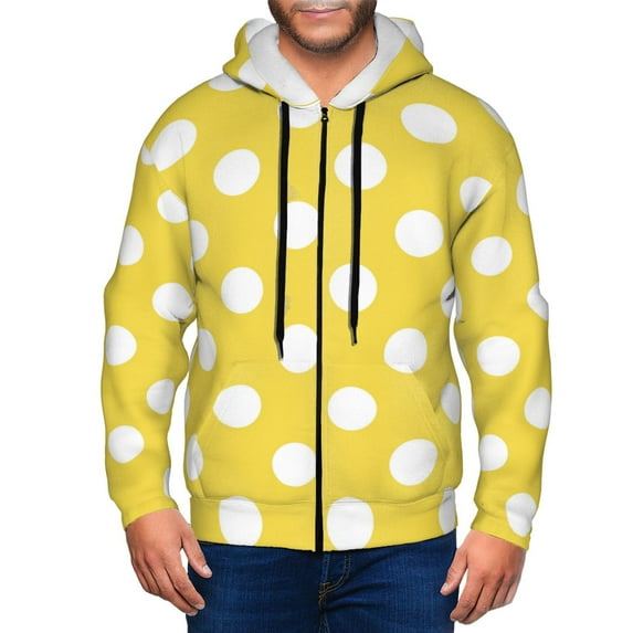 Naloa Yellow And White Polka Dot Men’s Hoodies, Zip up Hoodie, Sweatshirts,Hoodies for Men Sizes S-3XL-Medium