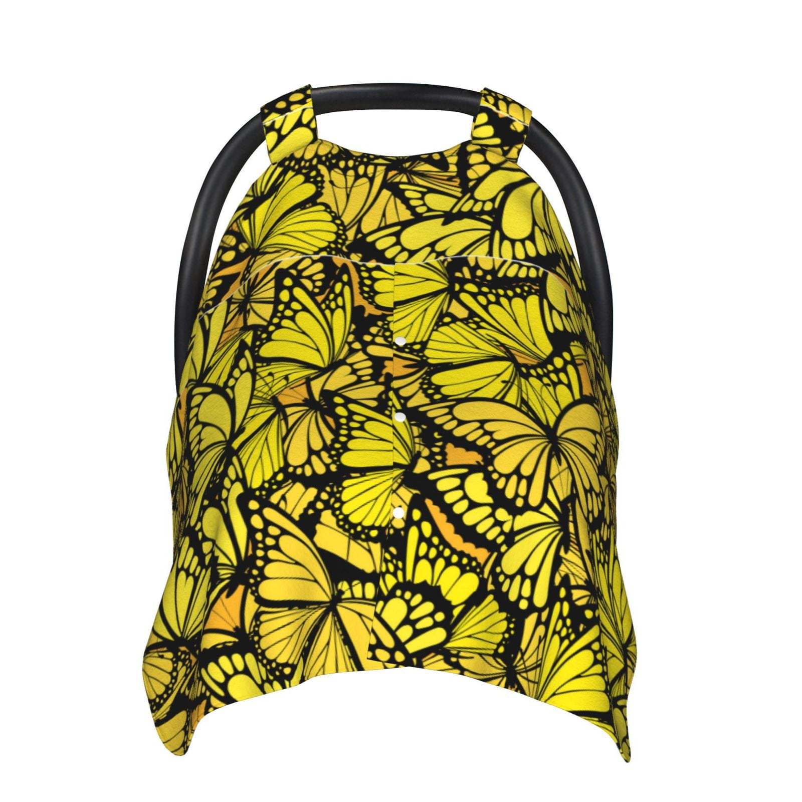 Naloa Yellow Butterflies Baby Car Seat Cover, Breathable Baby Carrier Cover, Multiuse Baby Carrier Cover & Nursing Breastfeeding Cover