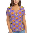 thumbnail image 1 of Naloa Yellow Lemon And Orange Print T-Shirts Short Sleeve V Neck Tees for Women Fashion Tops Trendy Lightweight Soft Casual Summer Outfits Clothes, 1 of 5