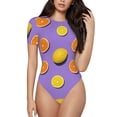 thumbnail image 1 of Naloa Yellow Lemon And Orange Women's Short-Sleeved Onesie, One-Piece Swimsuit for Parties, dates, clubs - Medium, 1 of 9