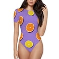 thumbnail image 1 of Naloa Yellow Lemon And Orange Women's Short-Sleeved Onesie, One-Piece Swimsuit for Parties, dates, clubs - Small, 1 of 9
