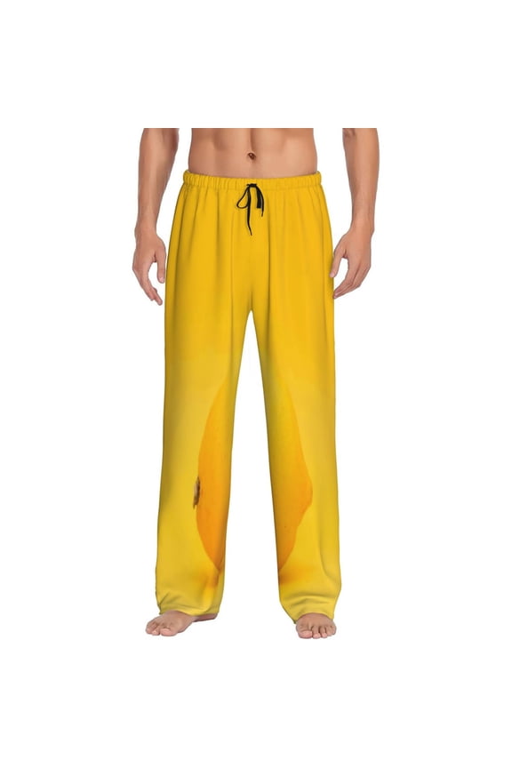 Yellow Lemon Pajama Pants Men, PJ Bottoms, Sleep & Lounge Pants-XX-Large