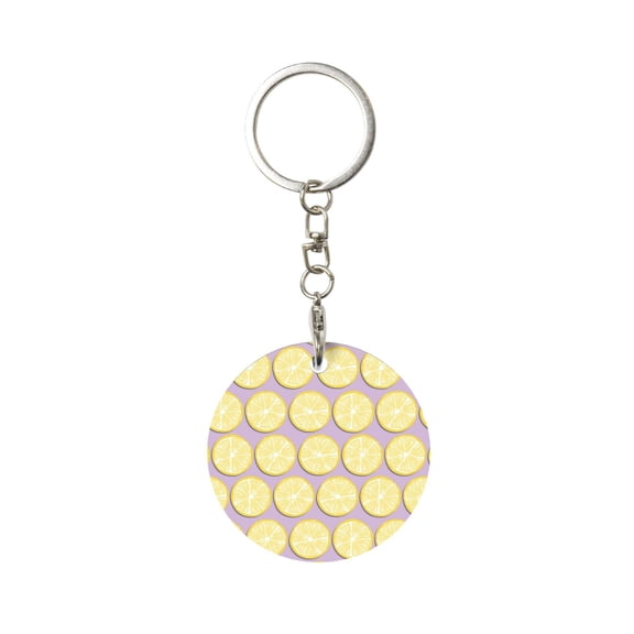 Naloa Yellow Lemon Slices Print Round Keychain Keychain Key Ring, Key Tag, Key Chain Bulk for Gift Accessories (Round)
