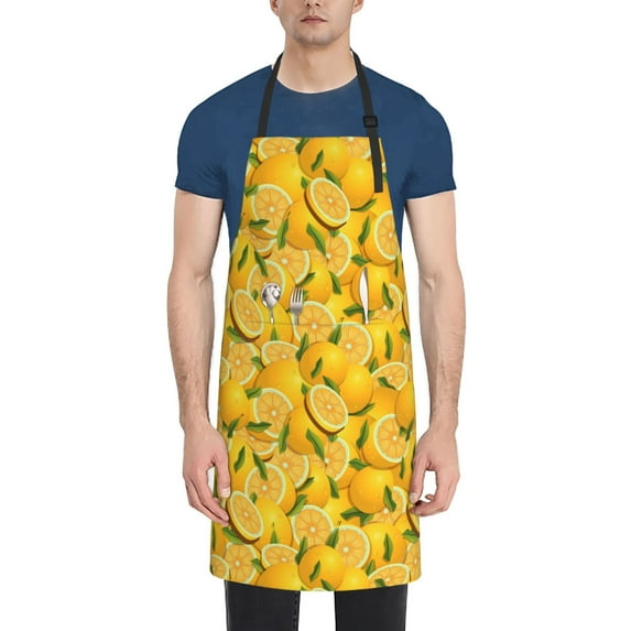 Naloa Yellow Limes Apron Kitchen Aprons with Pockets for Women Men Chef