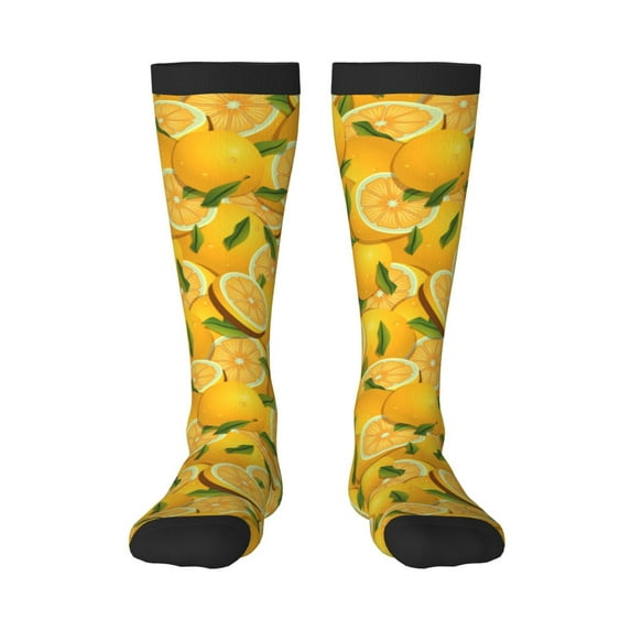 Naloa Yellow Limes Thigh High Socks Extra Long Stretchy Sock Women Over Knee High Opaque Stocking Daily Wear