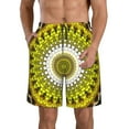 thumbnail image 1 of Naloa Yellow Mandala Men's Beach Shorts, Surfing shorts, Swim trunks, Quick Dry Swim Trunks for Surfing Beach Fun - Small, 1 of 9