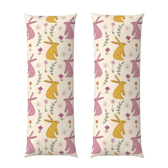 Naloa Yellow Pueple Rabbit Super Soft 20x60 Body Pillow Case,Long Side Hidden Zipper(PILLOWS ARE NOT INCLUDED)