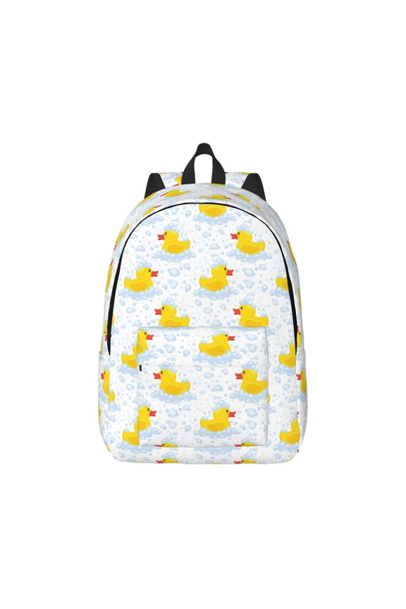 Yellow Rubber Duck Canvas Backpack for Men Women Rucksack Casual Travel Daypack College Tote Satchel Bookbag for Teens-Medium