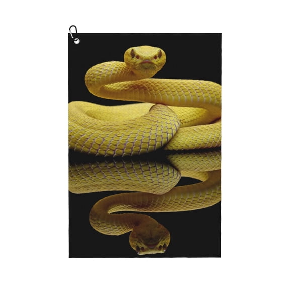 Naloa Yellow White-Lipped Pit Viper Golf Towel Golf Gift for Men and Women Golf Towel with Carabiner Clip to Quickly Remove Mud, Dirt and Sweat