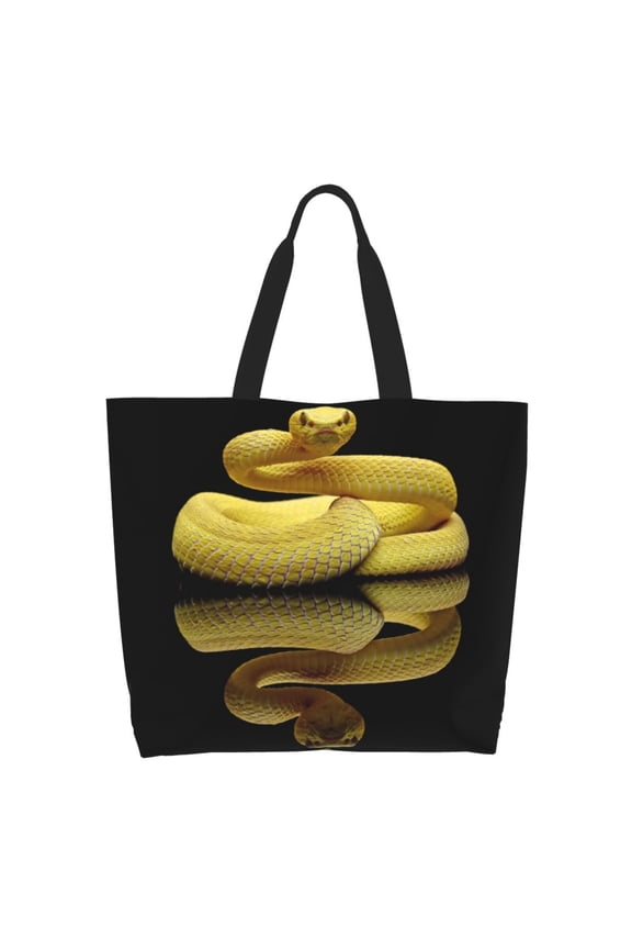 Yellow White-Lipped Pit Viper Tote Bag for Women Large Capacity Shoulder Bag for College Work Travel Shopping