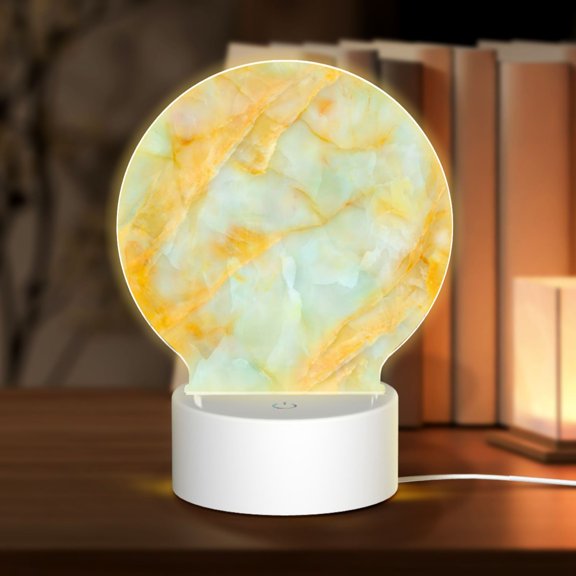 Naloa Yellow With Teal Marble Acrylic LED Night Light Custom LED Lights Personalized Nightlight Customized Gifts for Family Couples Friends