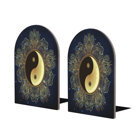 Naloa Yin And Yang Mandala 2 Pcs Bookend Large Capacity Office Book Ends for Home Office Library School Study Decoration