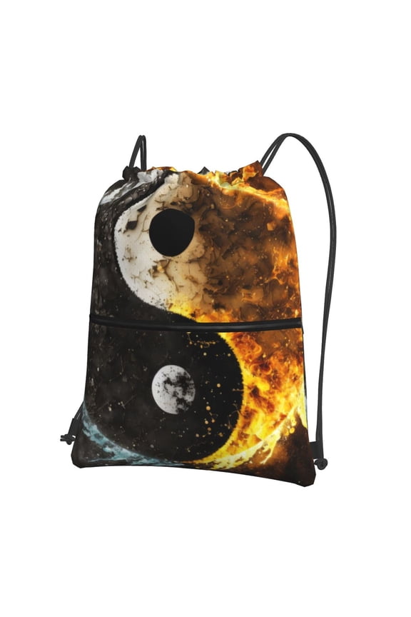 Yin Yang Drawstring Backpack String Bag Cinch Water Resistant for Gym Shopping Sport Yoga