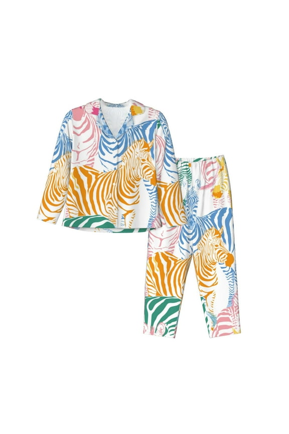 Zebra Colourful Pajamas for Women Set, Womens Pajama Sets, Lounge Sets for Women, 2pjs for Women-Medium