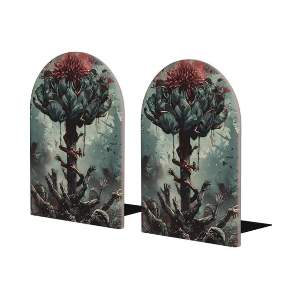 Naloa Zombie Flower Apocalypse 2 Pcs Bookend Large Capacity Office Book Ends for Home Office Library School Study Decoration