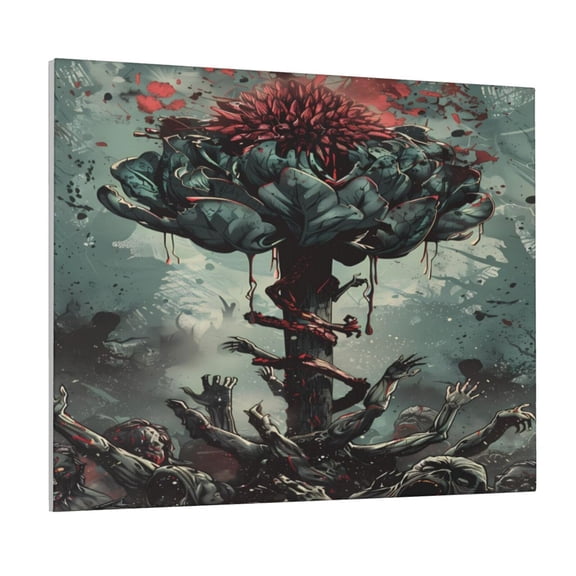 Naloa Zombie Flower Apocalypse Print Canvas Bathroom Wall Art,Bathroom Wall Art Decoration, Canvas Poster Prints,Decorative Paintings for Living Room, Bathroom, Kids Room