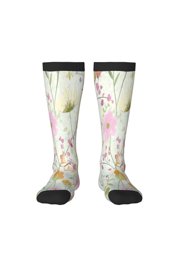 bird and butterfly Knee Socks, High Socks Long Stretchy Sock Women Knee High Stocking, Long Socks for Women