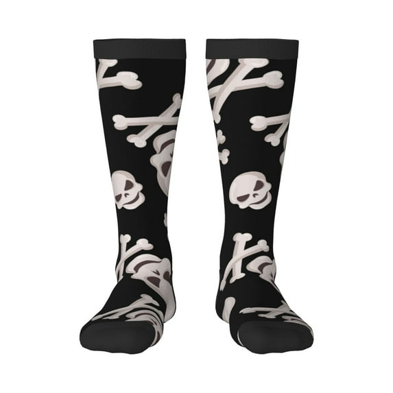 Naloa black white Skull bone Thigh High Socks Extra Long Stretchy Sock Women Over Knee High Opaque Stocking Daily Wear