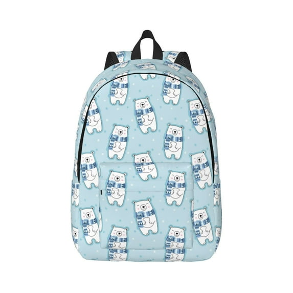 Naloa blue Scarf Bear Canvas Backpack for Men Women Rucksack Casual Travel Daypack College Tote Satchel Bookbag for Teens-Medium