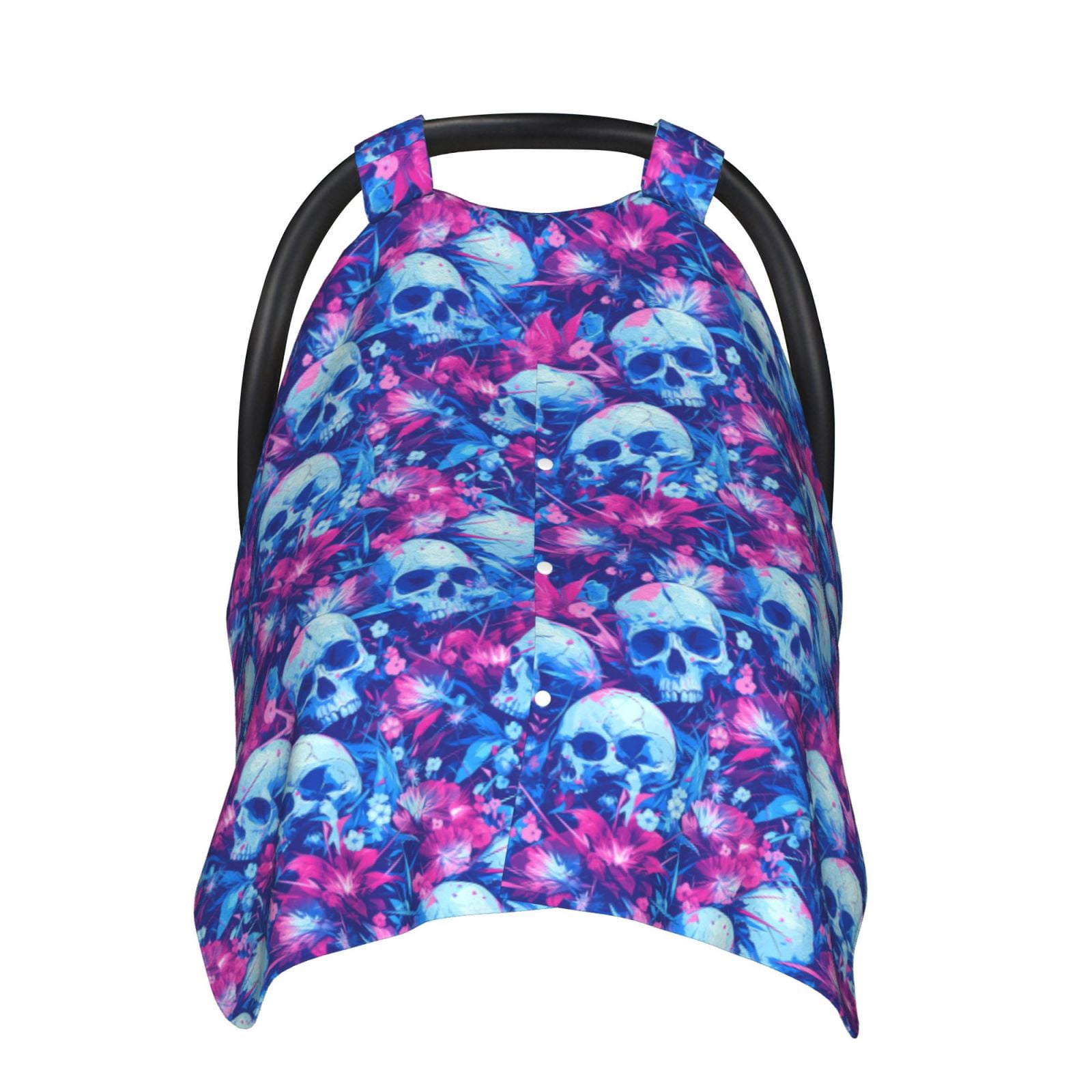 Naloa blue Skull purple flower Baby Car Seat Cover, Breathable Baby Carrier Cover, Multiuse Baby Carrier Cover & Nursing Breastfeeding Cover