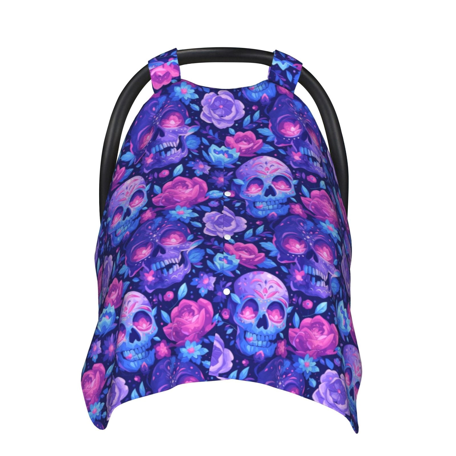 Naloa blue Skull purple flower1 Baby Car Seat Cover, Breathable Baby Carrier Cover, Multiuse Baby Carrier Cover & Nursing Breastfeeding Cover