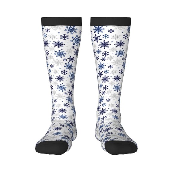 Naloa blue Snowflake Prints Knee Socks, High Socks Long Stretchy Sock Women Knee High Stocking, Long Socks for Women