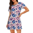 thumbnail image 1 of Naloa blue record rock Skull Print Women Nightgowns,Womens Loungewear,Short Sleeve Sleepwear,Comfy Ladies Nightdress, 1 of 6