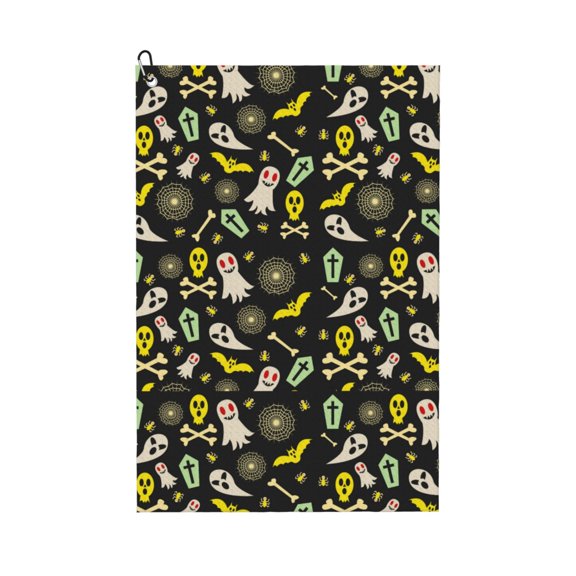 Naloa cartoon Skull spider web Golf Towel Golf Gift for Men and Women Golf Towel with Carabiner Clip to Quickly Remove Mud, Dirt and Sweat