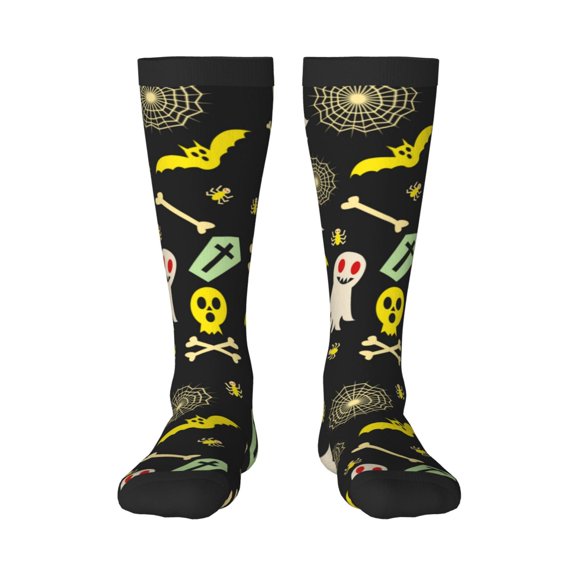Naloa cartoon Skull spider web Thigh High Socks Extra Long Stretchy Sock Women Over Knee High Opaque Stocking Daily Wear