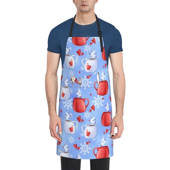 Naloa coffee love cup winter Apron Kitchen Aprons with Pockets for Women Men Chef