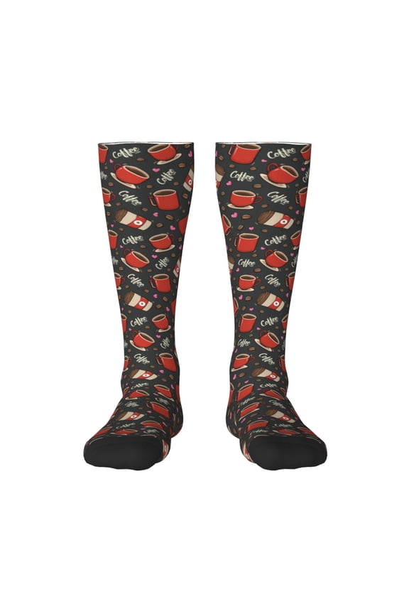 coffee mug cup Knee Socks, High Socks Long Stretchy Sock Women Knee High Stocking, Long Socks for Women