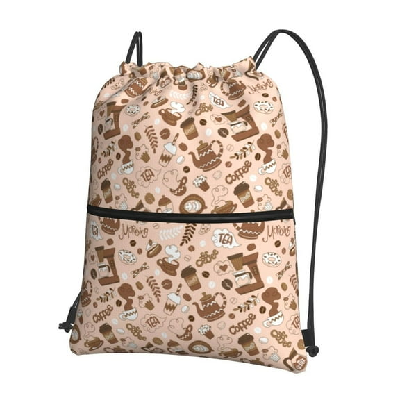 Naloa coffee tea pots Drawstring Backpack String Bag Cinch Water Resistant for Gym Shopping Sport Yoga